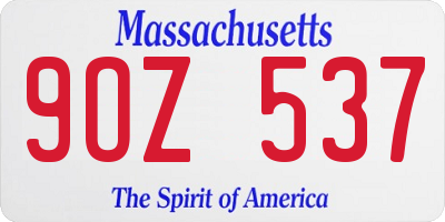 MA license plate 9OZ537