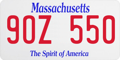 MA license plate 9OZ550