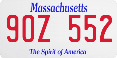 MA license plate 9OZ552
