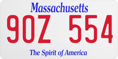 MA license plate 9OZ554