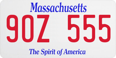 MA license plate 9OZ555