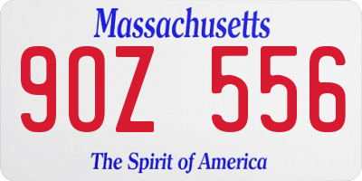 MA license plate 9OZ556
