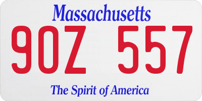 MA license plate 9OZ557