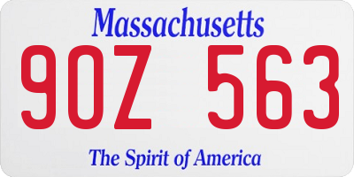 MA license plate 9OZ563