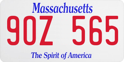 MA license plate 9OZ565