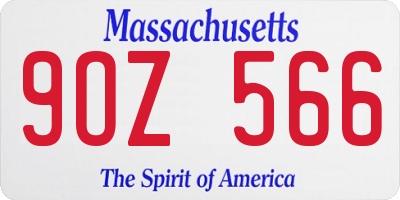 MA license plate 9OZ566