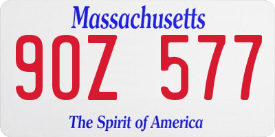 MA license plate 9OZ577