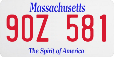 MA license plate 9OZ581