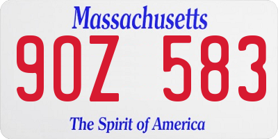 MA license plate 9OZ583