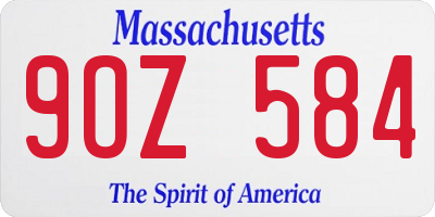 MA license plate 9OZ584
