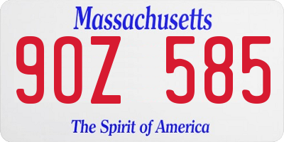 MA license plate 9OZ585
