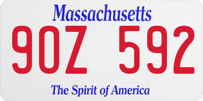 MA license plate 9OZ592