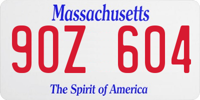MA license plate 9OZ604
