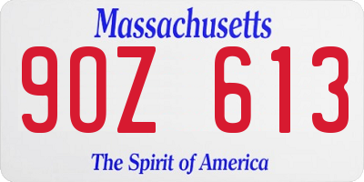 MA license plate 9OZ613