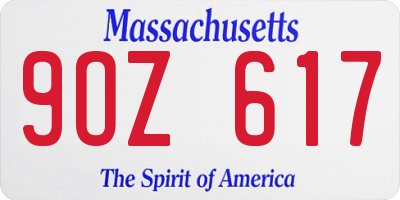 MA license plate 9OZ617