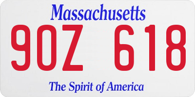 MA license plate 9OZ618