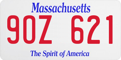 MA license plate 9OZ621