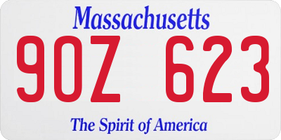 MA license plate 9OZ623