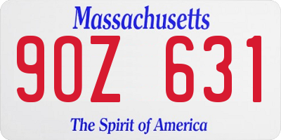 MA license plate 9OZ631