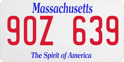 MA license plate 9OZ639