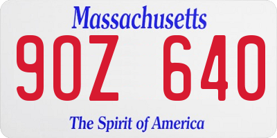MA license plate 9OZ640