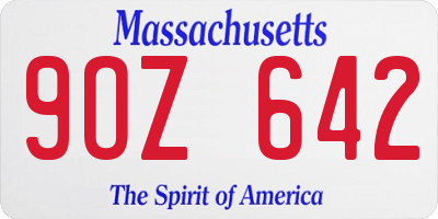 MA license plate 9OZ642