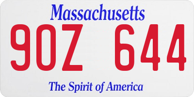 MA license plate 9OZ644