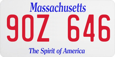 MA license plate 9OZ646
