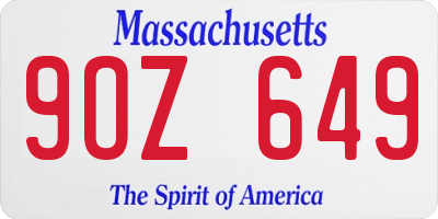 MA license plate 9OZ649