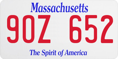MA license plate 9OZ652