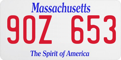 MA license plate 9OZ653