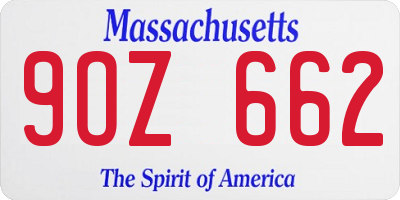 MA license plate 9OZ662