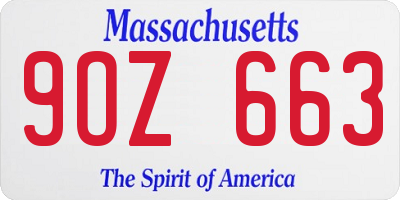 MA license plate 9OZ663