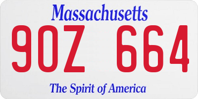 MA license plate 9OZ664