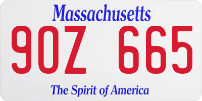 MA license plate 9OZ665