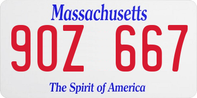 MA license plate 9OZ667