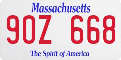 MA license plate 9OZ668