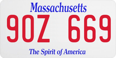 MA license plate 9OZ669