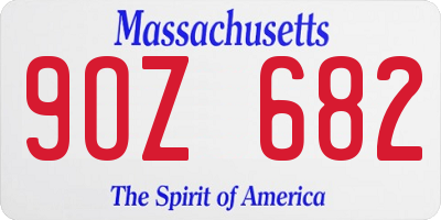 MA license plate 9OZ682
