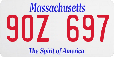 MA license plate 9OZ697
