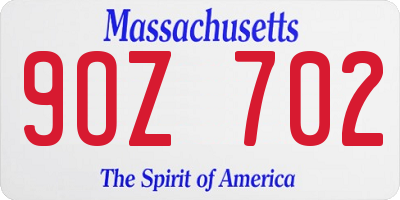 MA license plate 9OZ702
