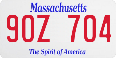MA license plate 9OZ704