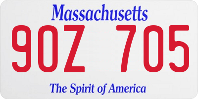MA license plate 9OZ705