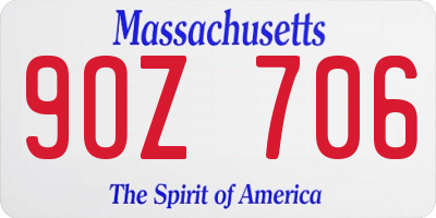 MA license plate 9OZ706