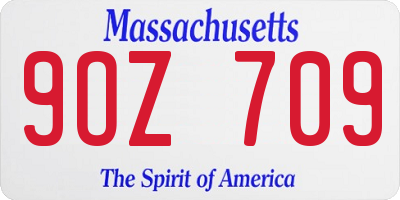 MA license plate 9OZ709