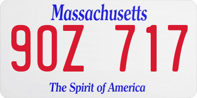 MA license plate 9OZ717