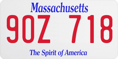MA license plate 9OZ718