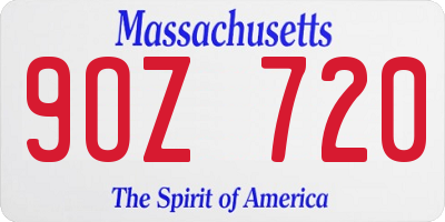 MA license plate 9OZ720