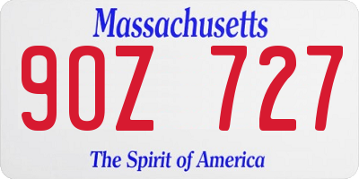MA license plate 9OZ727