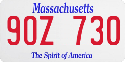 MA license plate 9OZ730